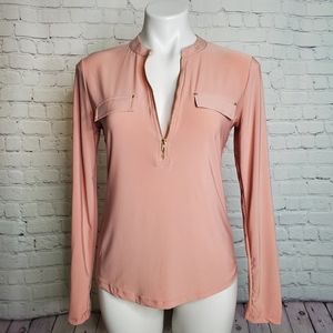 The Workshop Blush Pink Long Sleeve Top with Zipper Size S